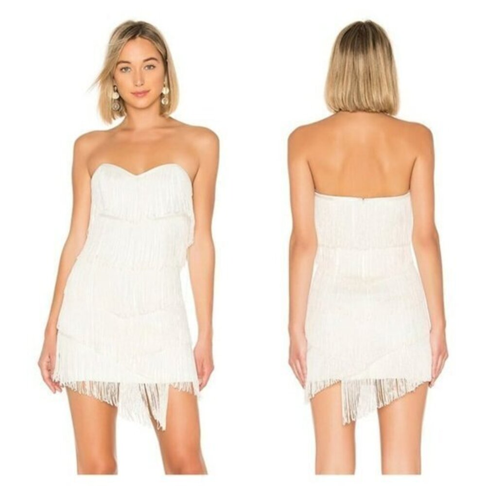 NBD Leanne Fringe Mini Dress - White